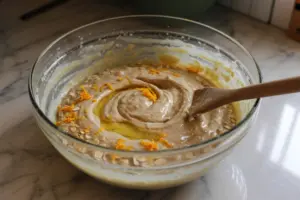 sourdough oatmeal muffins batter