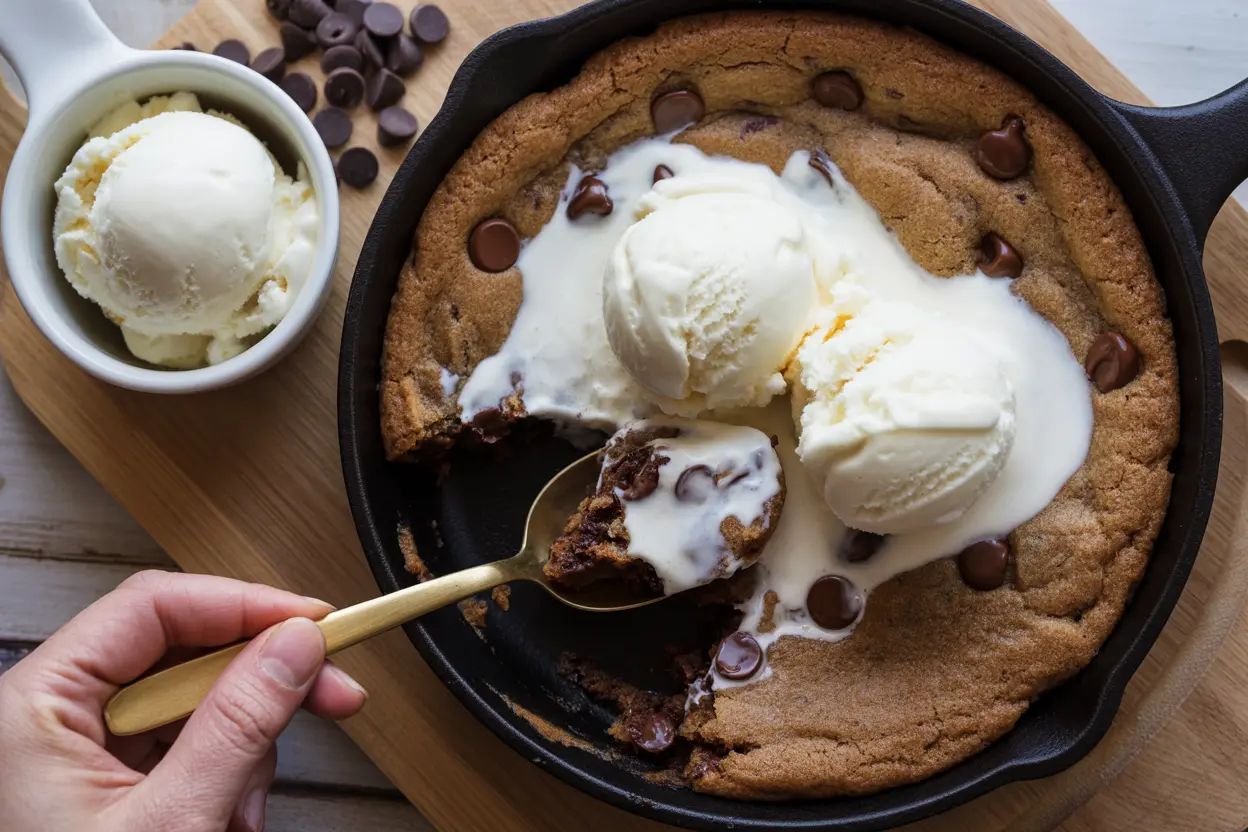 Sourdough Chocolate Chip Skillet Cookie