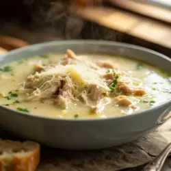 Easy Garlic Parmesan Chicken Soup 6 Garlic parmesan chicken soup recipe card and finished dish