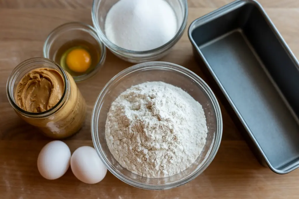 Ingredients for sourdough discard peanut butter bread