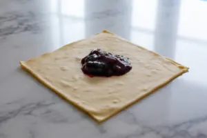 egg roll wrapper with blueberry pie filling