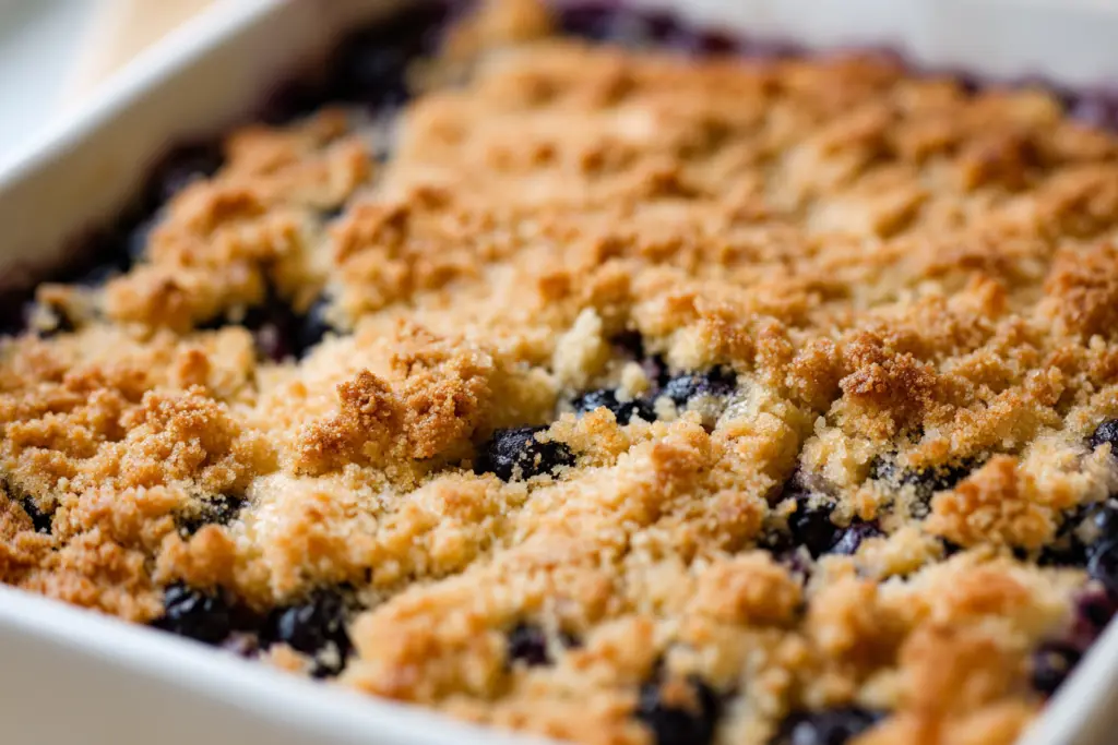 Perfectly baked sourdough blueberry buckle