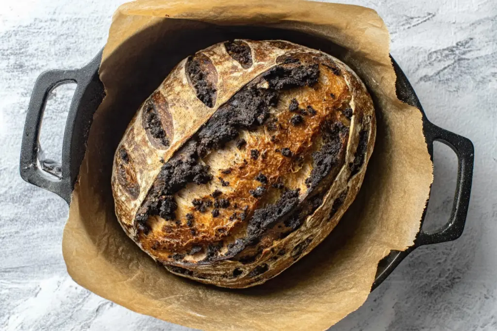 Cookies and Cream Sourdough Bread 6 Baking Cookies and Cream Sourdough Bread in Dutch oven