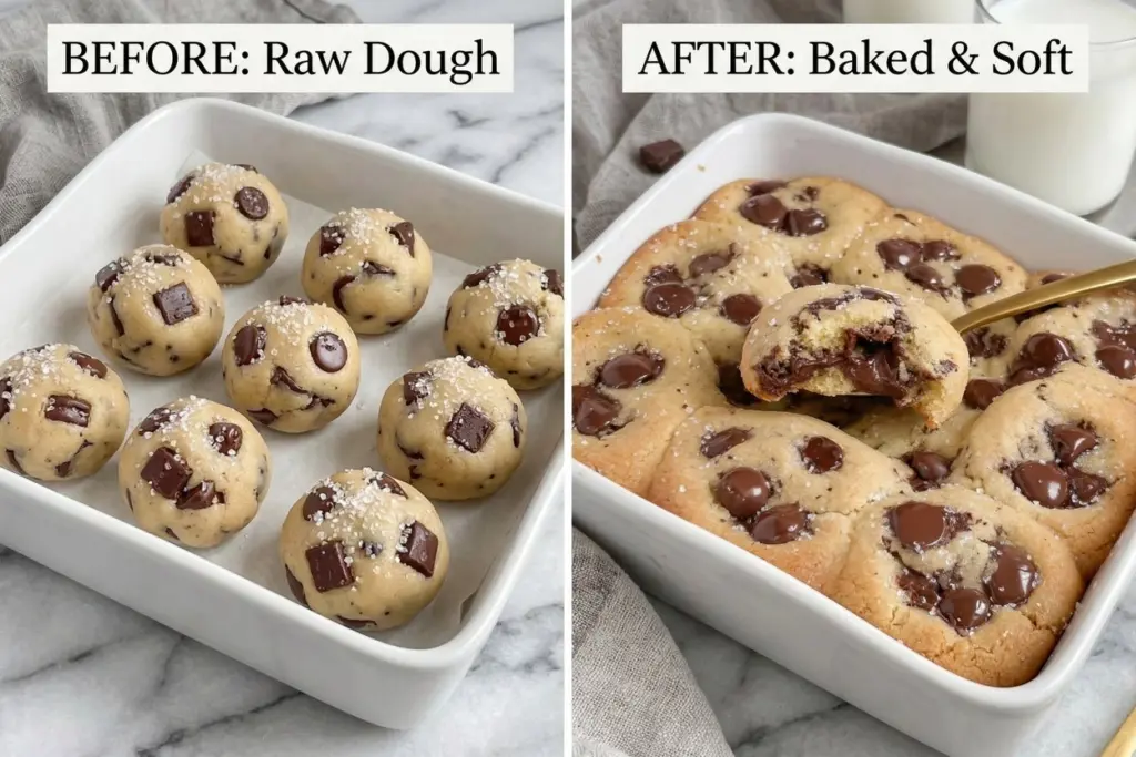 scoopable cookie dough before baking