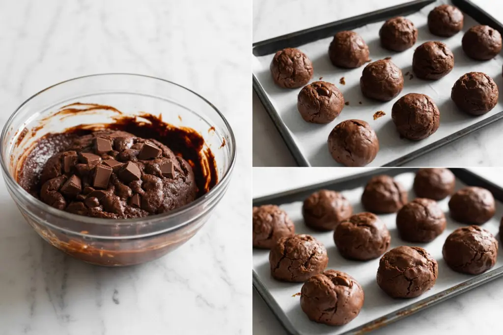 mixing sourdough brownie cookies batter