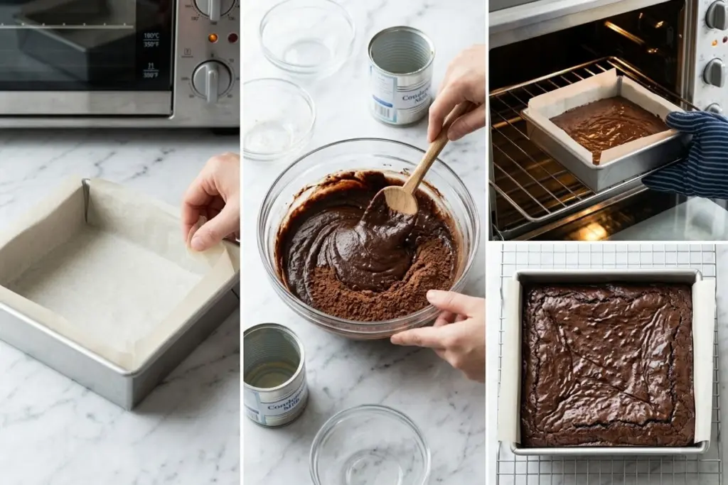 Mixing batter for 3-Ingredient Condensed Milk Brownies