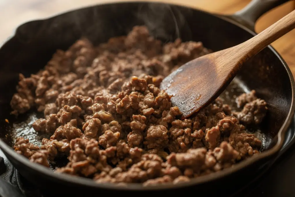 Easy Velveeta Queso Dip Recipe (3-Ingredient!) 5 browning ground beef for velveeta queso dip