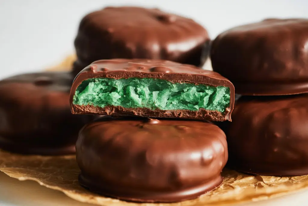 serving chocolate mint patties
