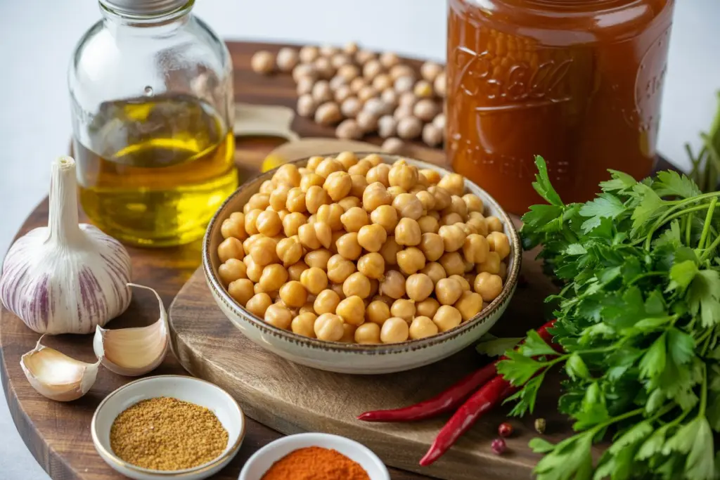 ingredients for garlic chickpea soup recipe