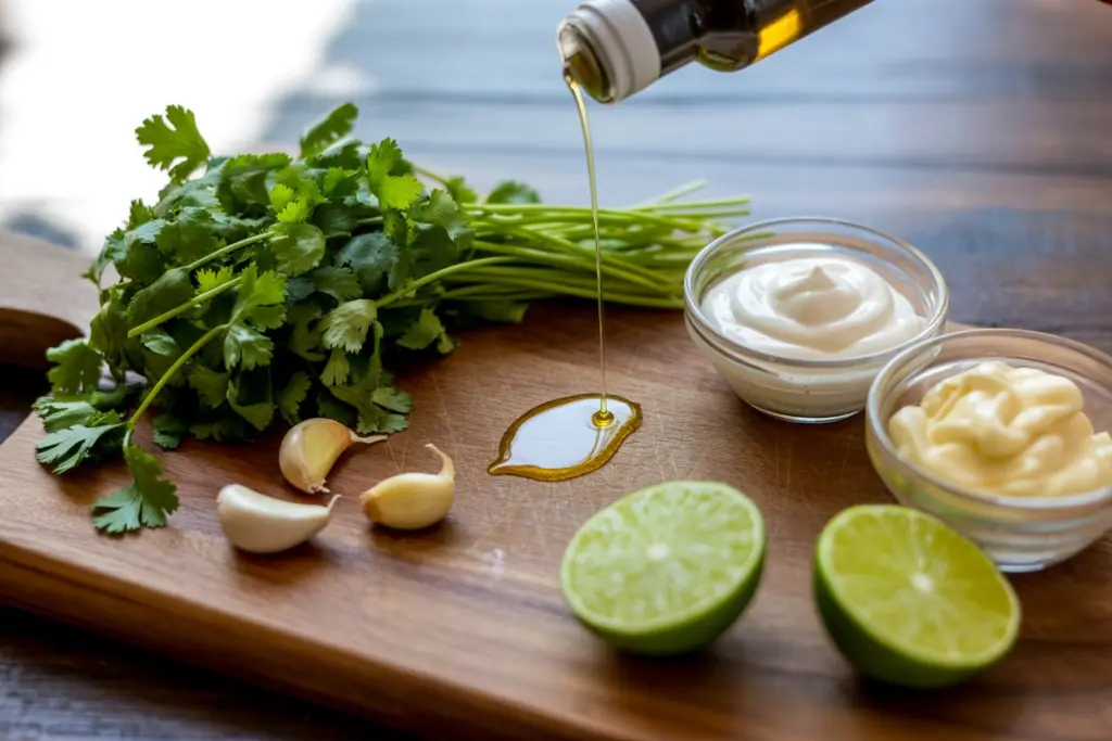 ingredients for lime cilantro garlic sauce recipe