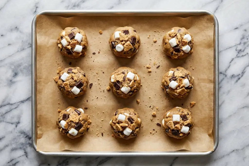 Sourdough S'mores Cookies 5 unbaked sourdough s'mores cookie dough balls