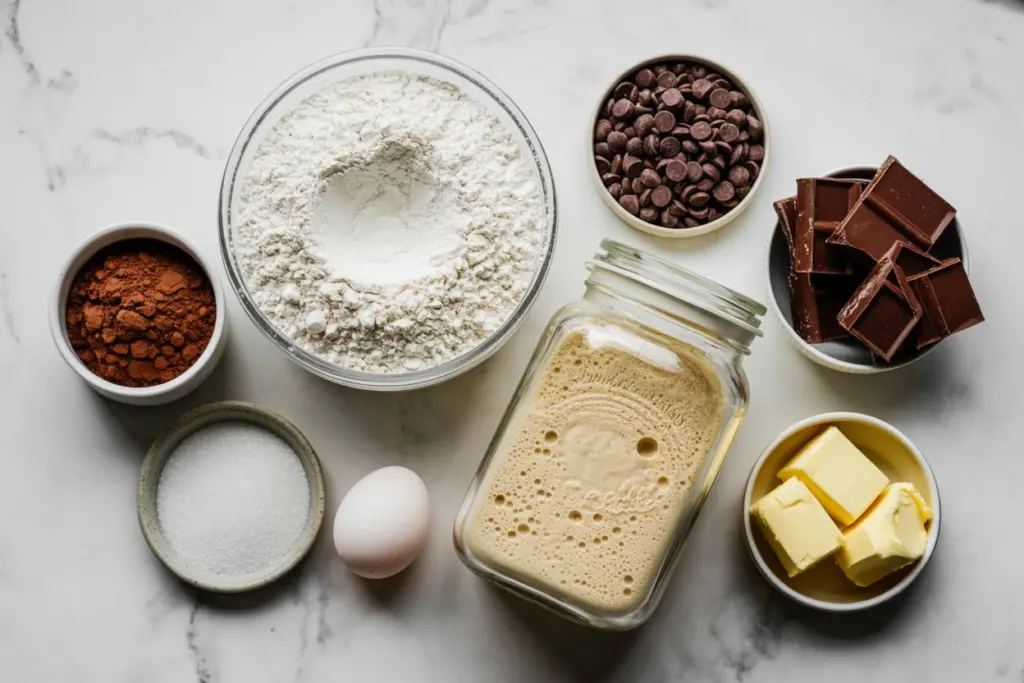 ingredients for sourdough brownie cookies recipe