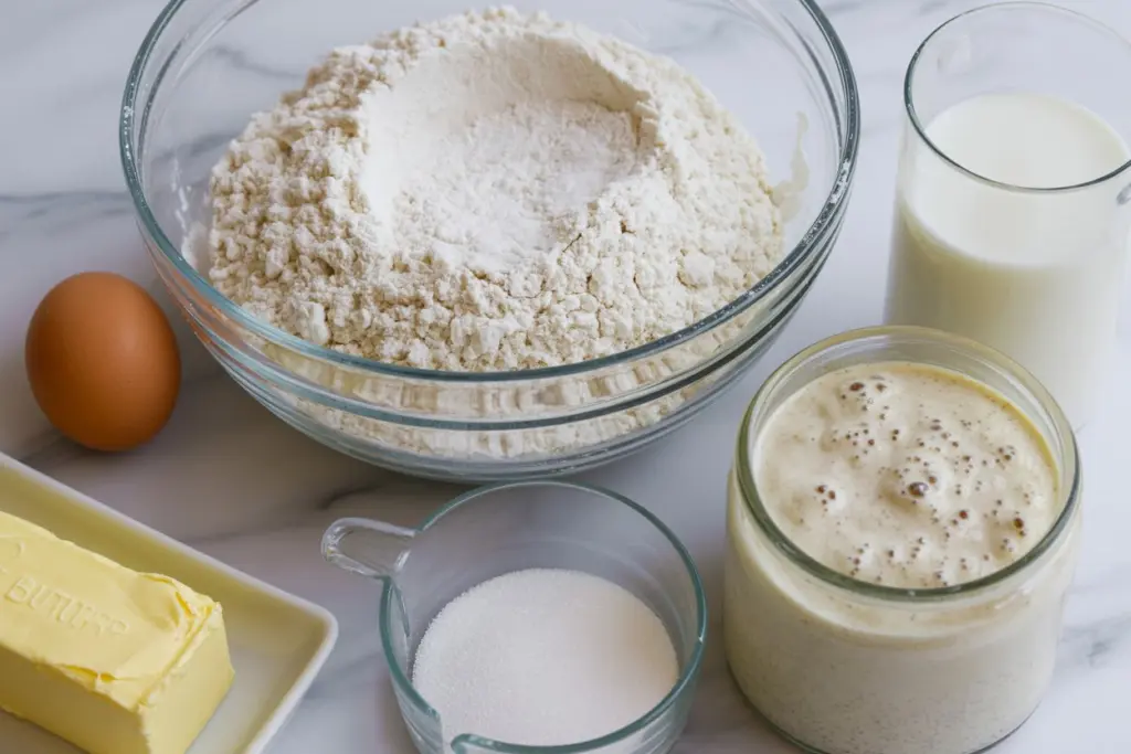 Sweet Filled Sourdough Buns Recipe 4 sourdough buns ingredients setup