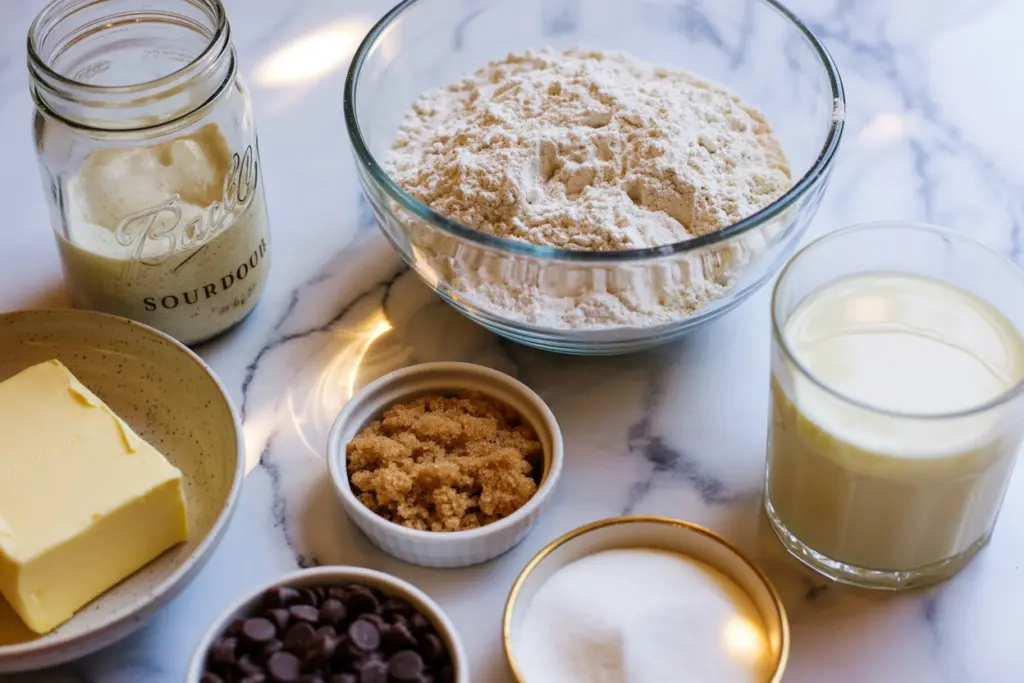 ingredients for sourdough caramel bars recipe