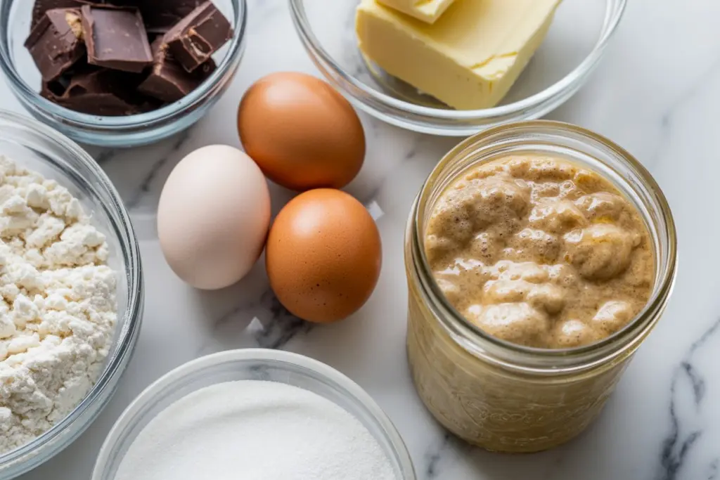 Ingredients for sourdough lava cakes recipe