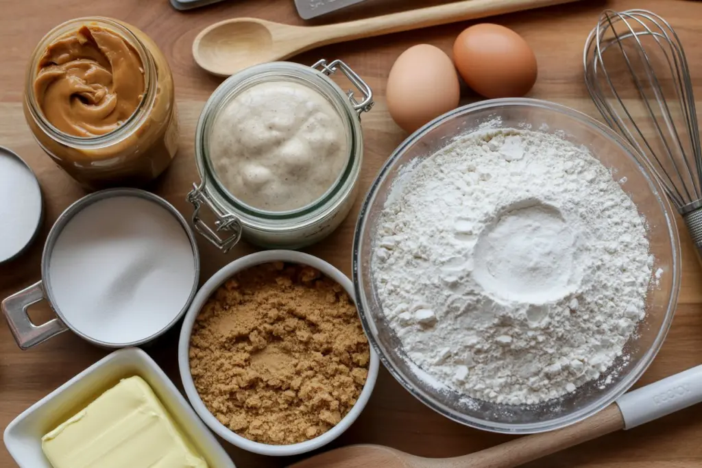 ingredients for sourdough peanut butter squares recipe