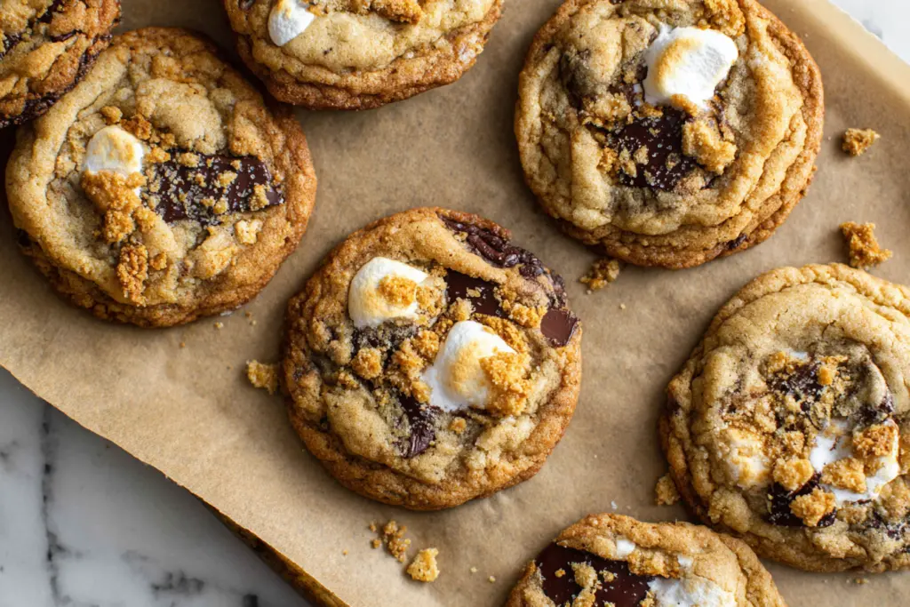 Sourdough S'mores Cookies 6 baked sourdough s'mores cookies