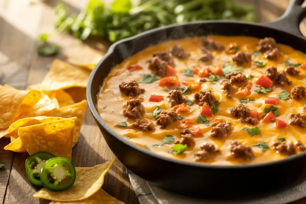 Easy Velveeta Queso Dip Recipe (3-Ingredient!) 6 velveeta queso dip served with tortilla chips and jalapenos