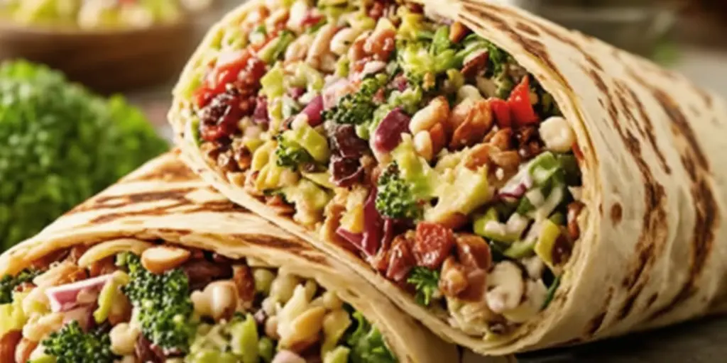 Chopped Broccoli Pearl Crunch Salad Wraps Lunch