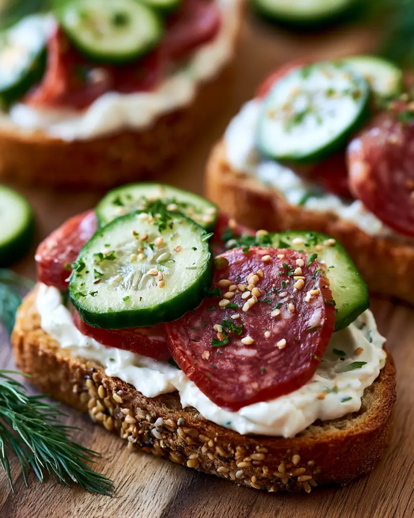 Cucumber Salami Toast