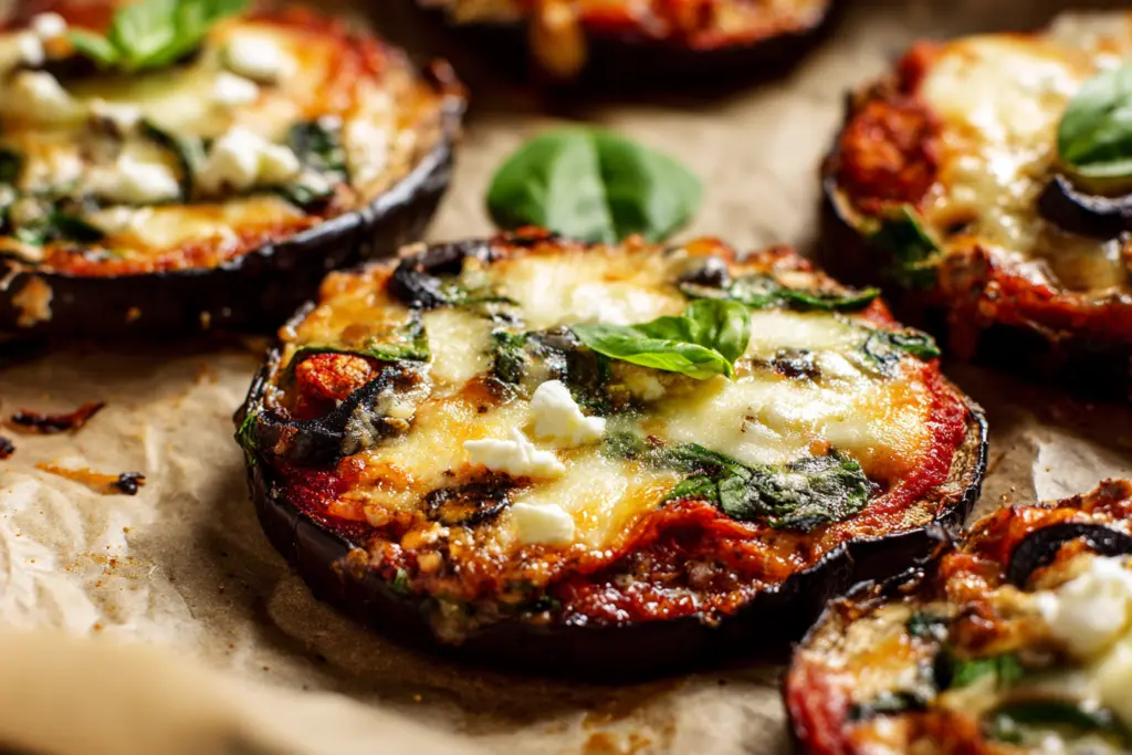 Low carb eggplant pizzas