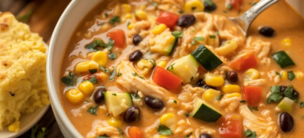 Mexican-style Chicken Enchilada Soup with Extra Veggie 