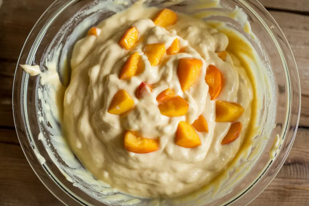  sourdough peach cobbler muffins recipe batter 