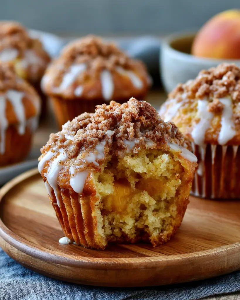 Sourdough Peach Cobbler Muffins 9 Peach Vanilla Glaze Muffins