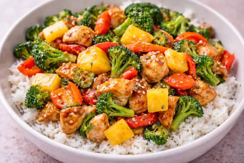 Honey garlic pineapple chicken stir-fry