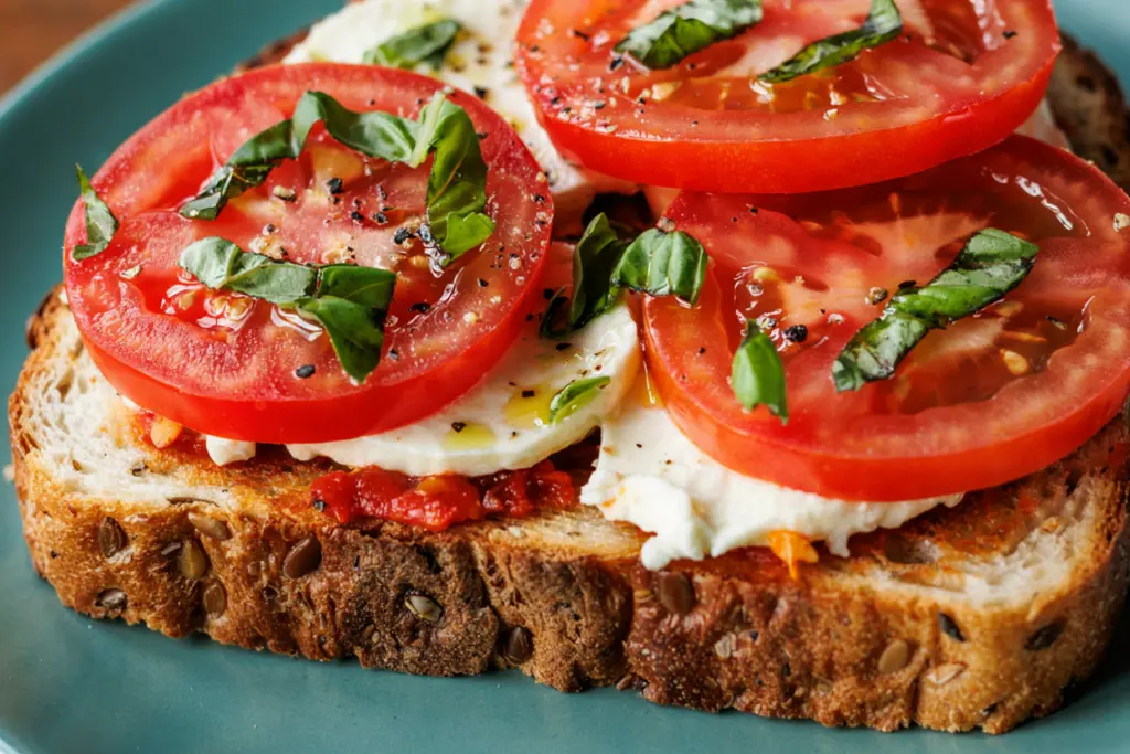 Tomato Basil Mozzarella Toasts