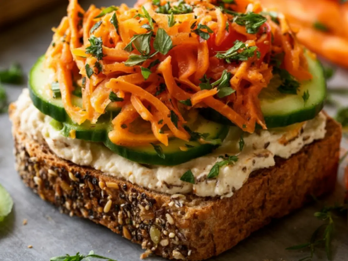 Breakfast Toast – Best 30+ Quick & Easy Ideas 19 Loaded Veggie Hummus Toast