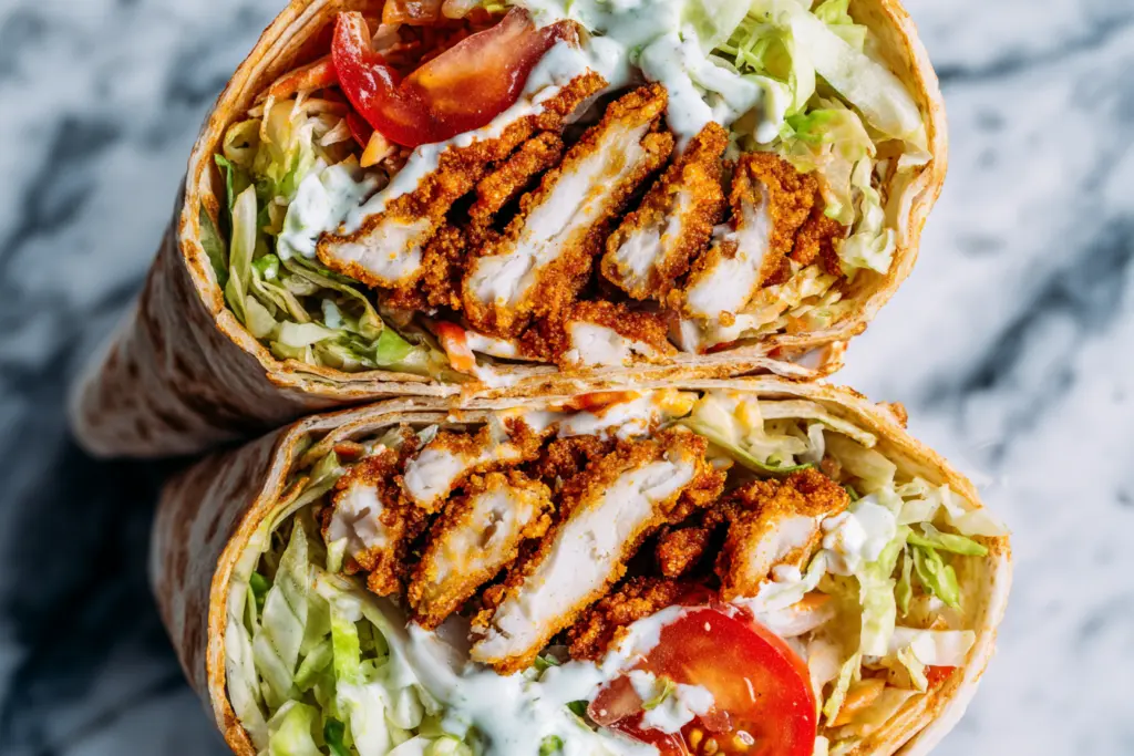 Crispy Chicken Wraps 6 assembling crispy chicken wraps