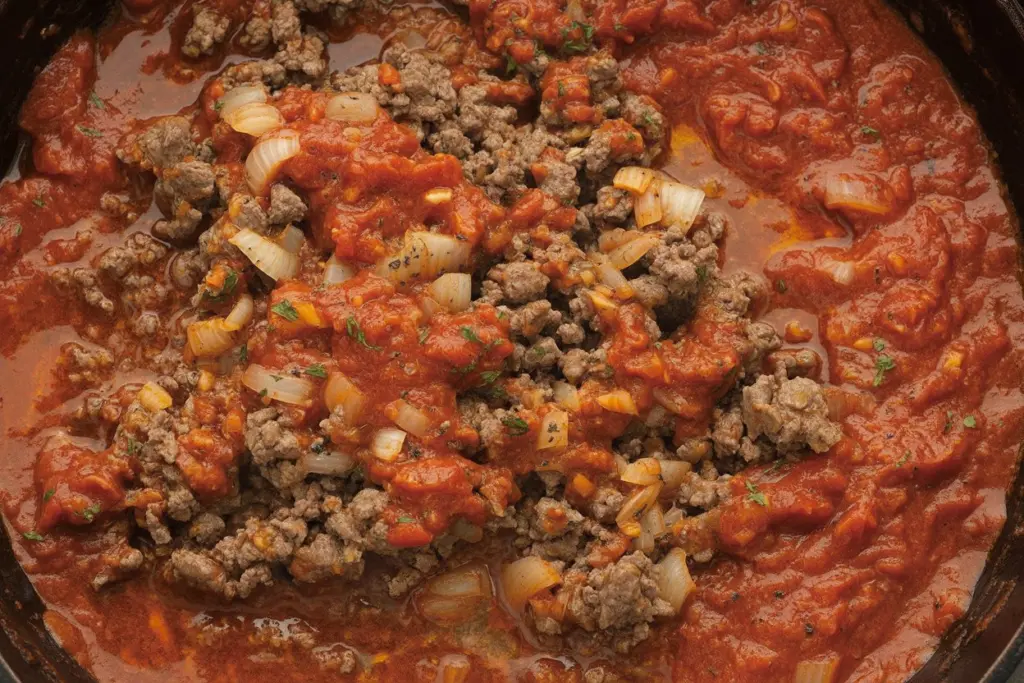 baked rigatoni meat sauce preparation