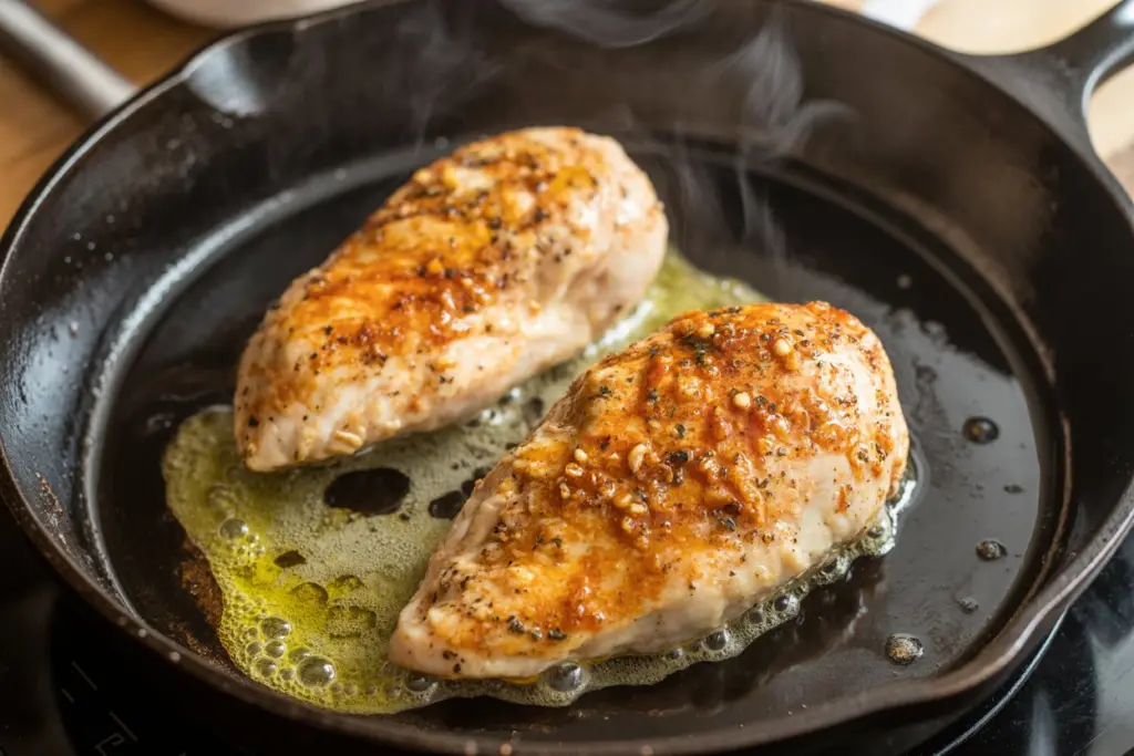 cooking chicken for chicken kale salad