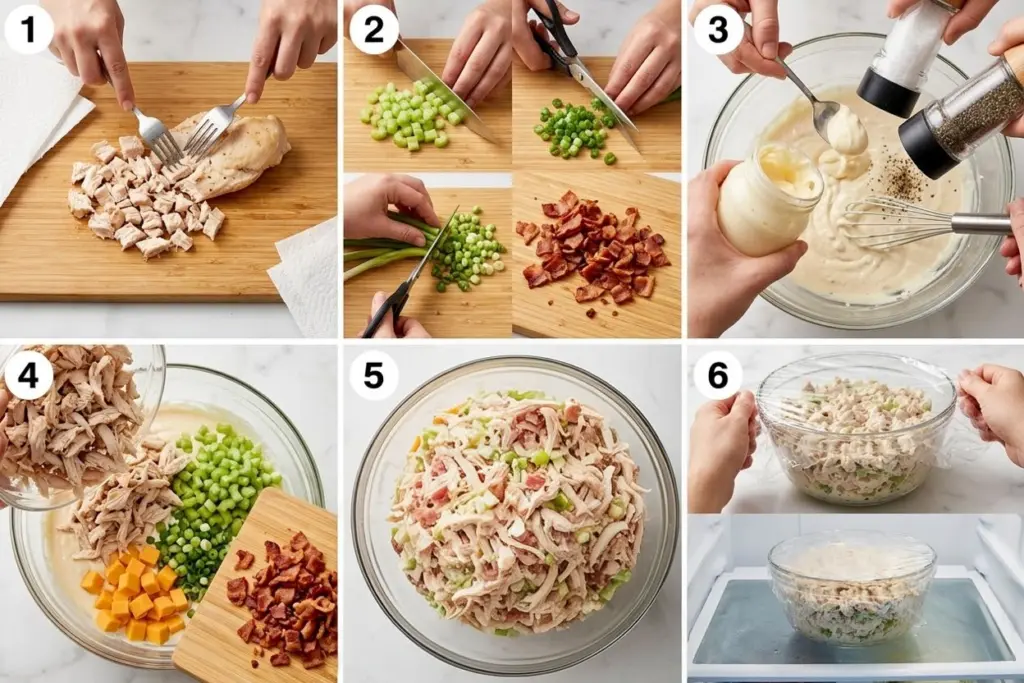 mixing million dollar chicken salad