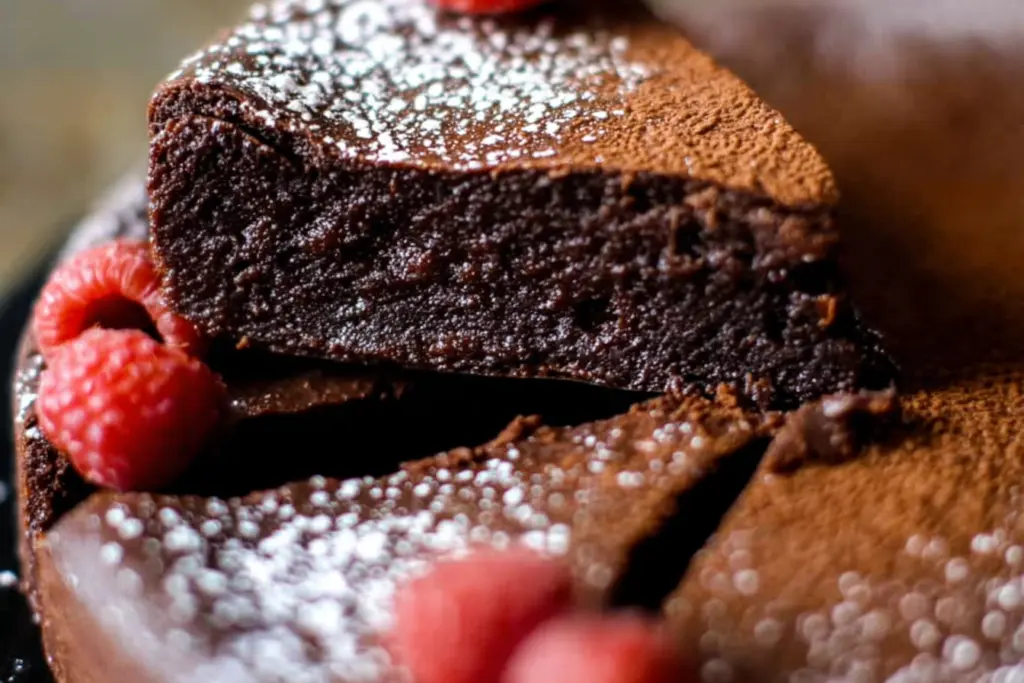 Easy Chocolate Flourless Cake Recipe 8 serving chocolate flourless cake slice