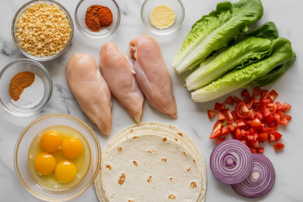 Crispy Chicken Wraps 4 ingredients for crispy chicken wraps