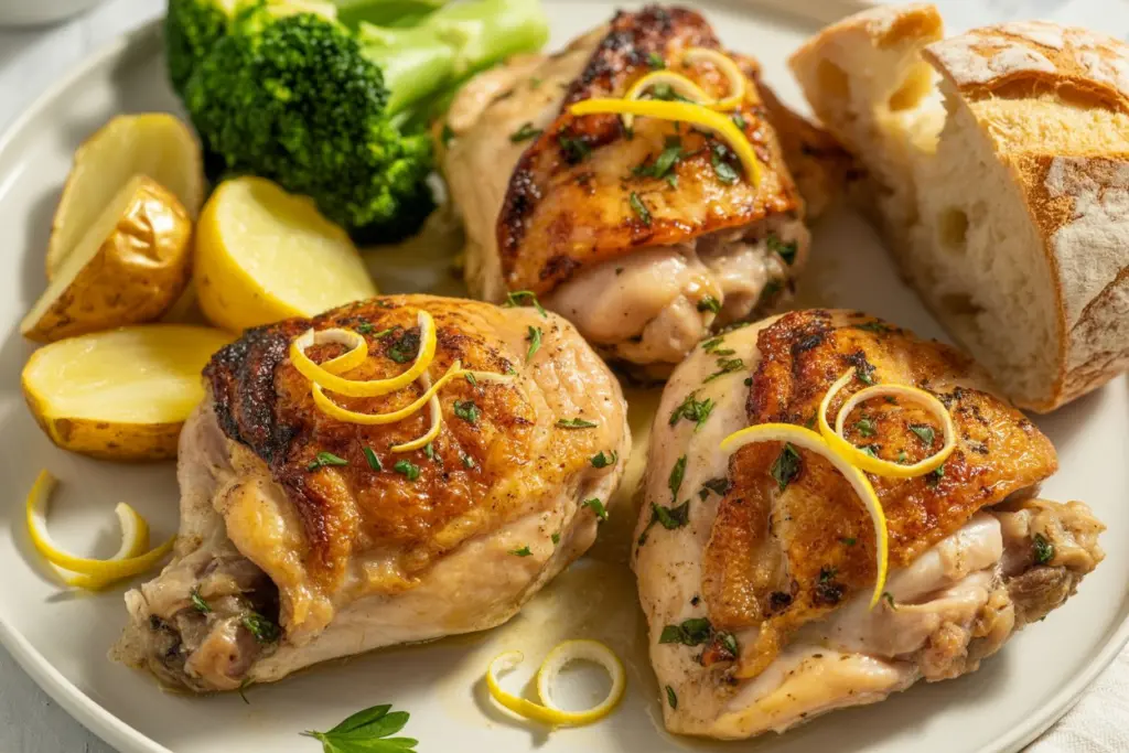 lemon herb roasted chicken serving