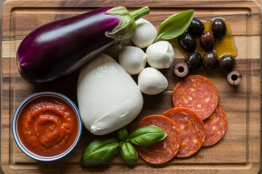 ingredients for low carb eggplant pizza
