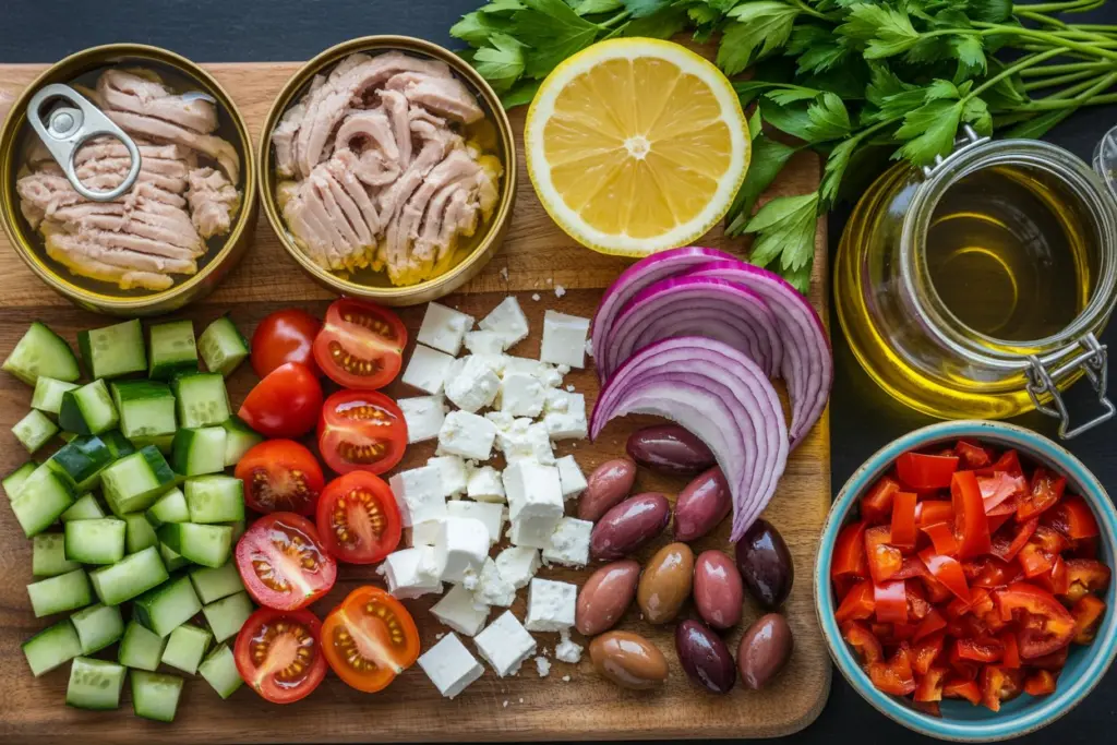 Fresh mediterranean tuna salad Ingredients