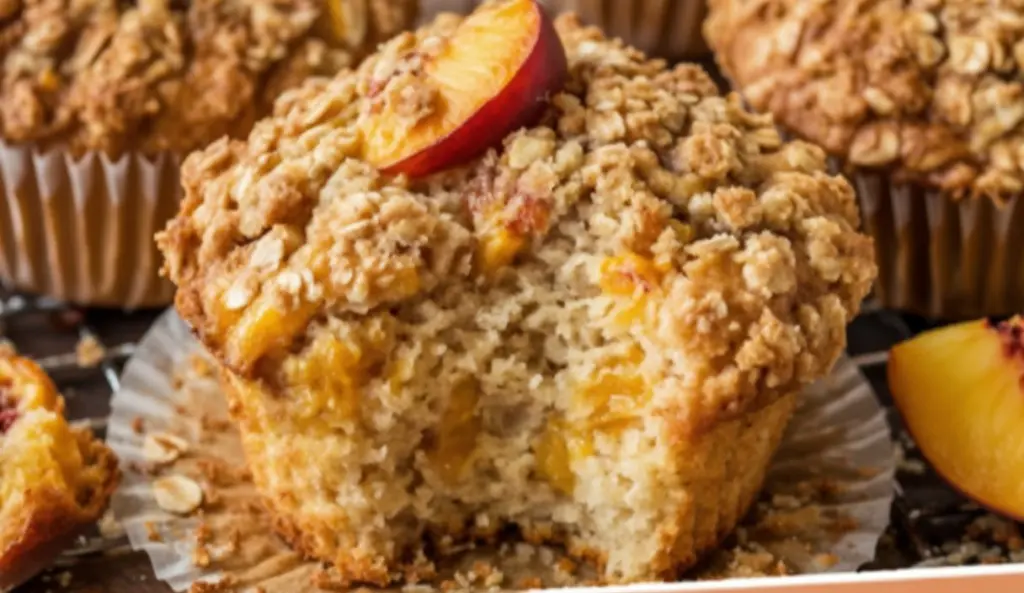 Peach Oat Crumble Muffins