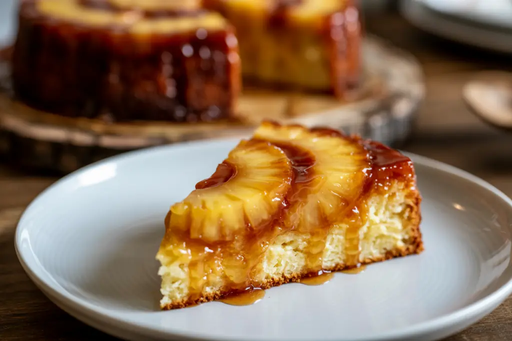 Easy Pineapple Upside Down Cake 8 pineapple upside down cake serving slice