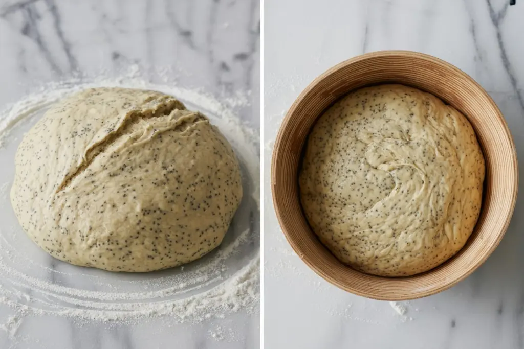scoring sourdough lemon poppy seed bread