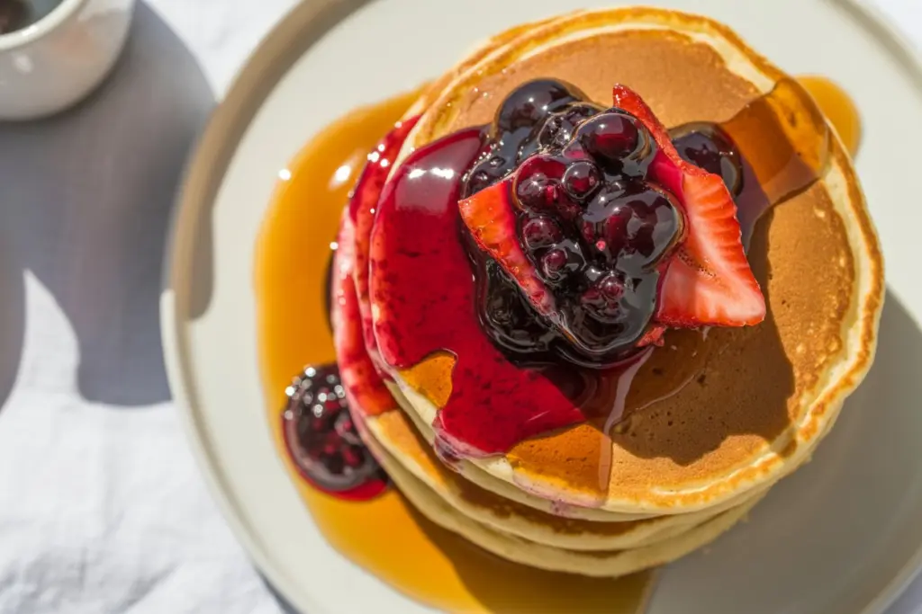 pancakes with fruit compotes topping