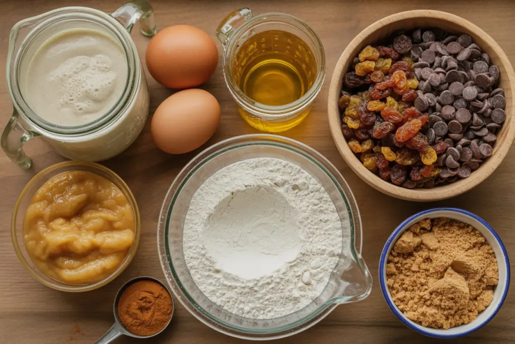 ingredients for sourdough applesauce muffins