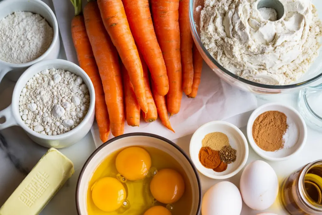 ingredients for sourdough carrot cake