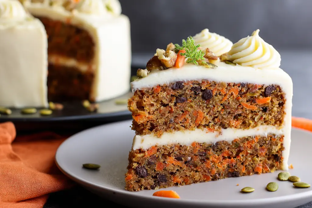 slice of sourdough carrot cake served