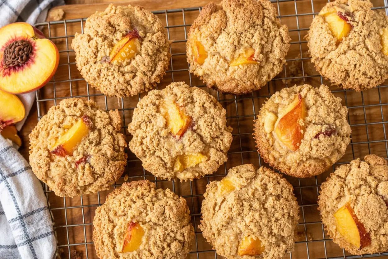 Sourdough Peach Cobbler Muffins