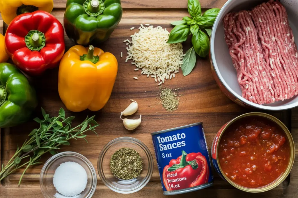 stuffed pepper soup ingredients fresh vegetables beef rice