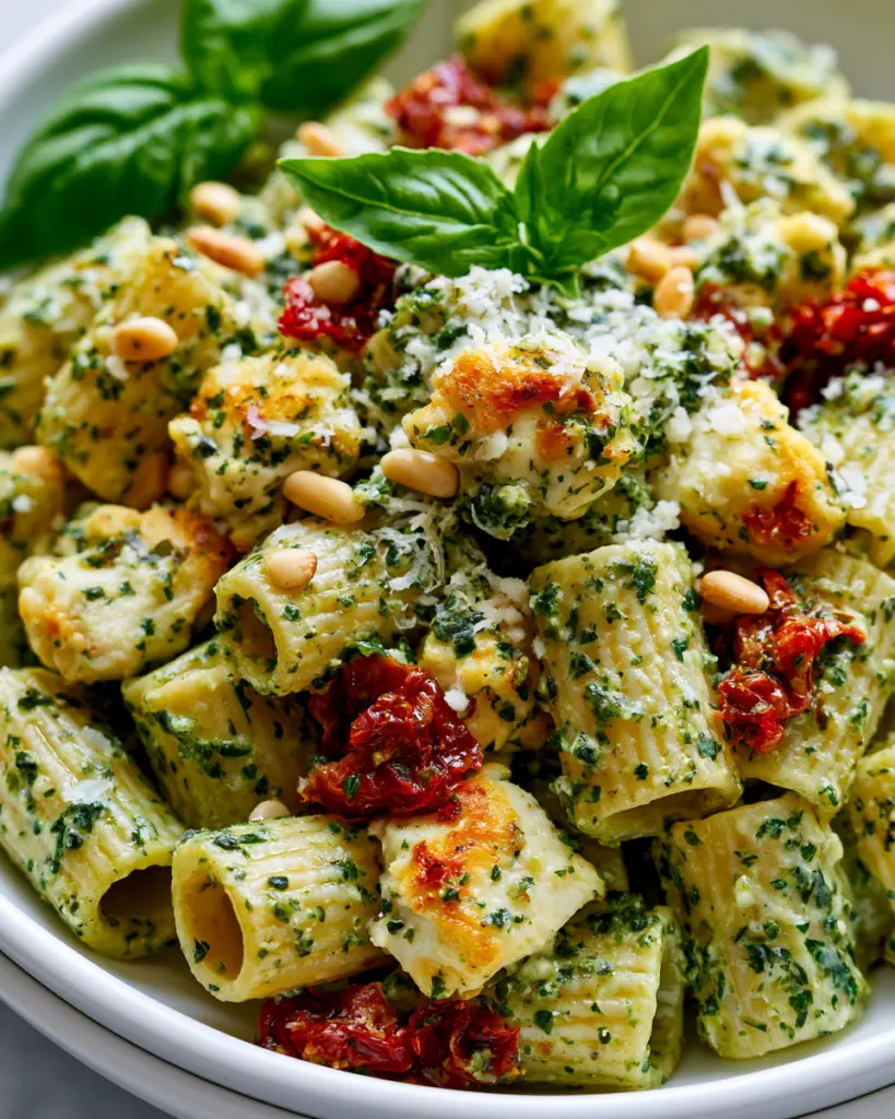 Easy Chicken Pesto Pasta with Roasted Tomatoes Recipe 11 Chicken Pesto Pasta with Sun-dried Tomatoes